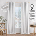 Miulee 100% Blackout Curtains 108 Inches Long, Linen Curtains & Drapes For Bedroom Living Room Back Tab Black Out Window Treatments Thermal Insulated Room Darkening Rod Pocket, White, 2 Panels