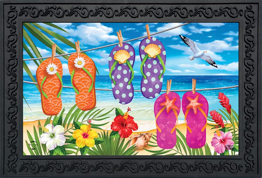 Briarwood Lane Hanging Flip Flops Summer Doormat Tropical Beach Island Indoor Outdoor 30' X 18'