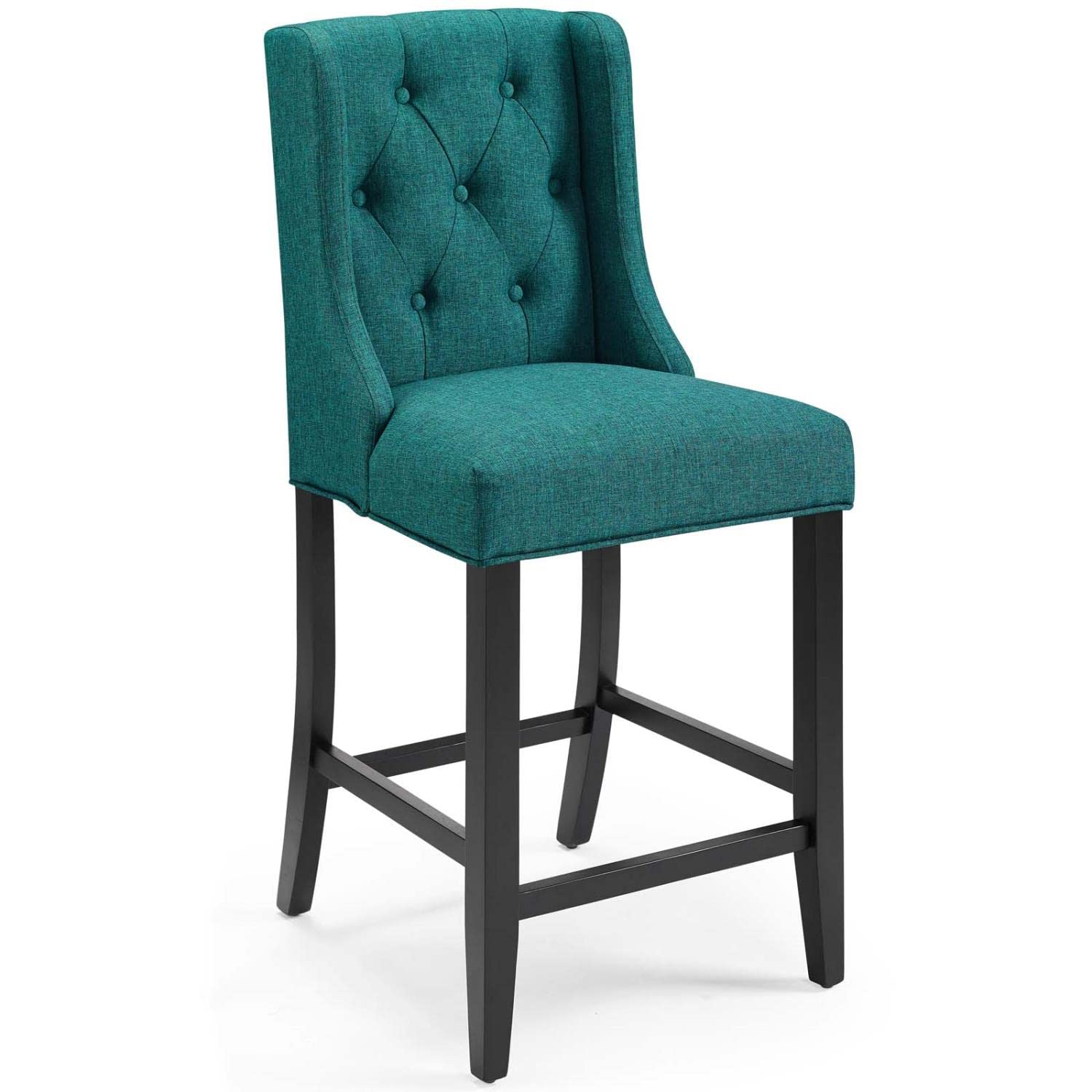 Modway Baronet Tufted Button Upholstered Fabric Counter Bar Stool Set Of 2 In Teal