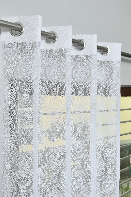 Yb Homes SemiSheer Tissue Curtains for Door 7Ft Set of 2, Polyester Eyelet Curtain Panels for Living Room Bedroom Kitchen, Soli