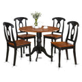 East West Furniture DLKE5-BCH-W 5 Piece Room Furniture Set Includes a Round Dining Table with Dropleaf and 4 Wood Seat Chairs, 42x42 Inch