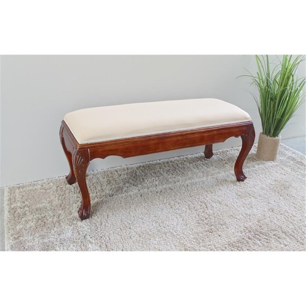 International Caravan Furniture Piece Carved Foot of Bed Bench, 0