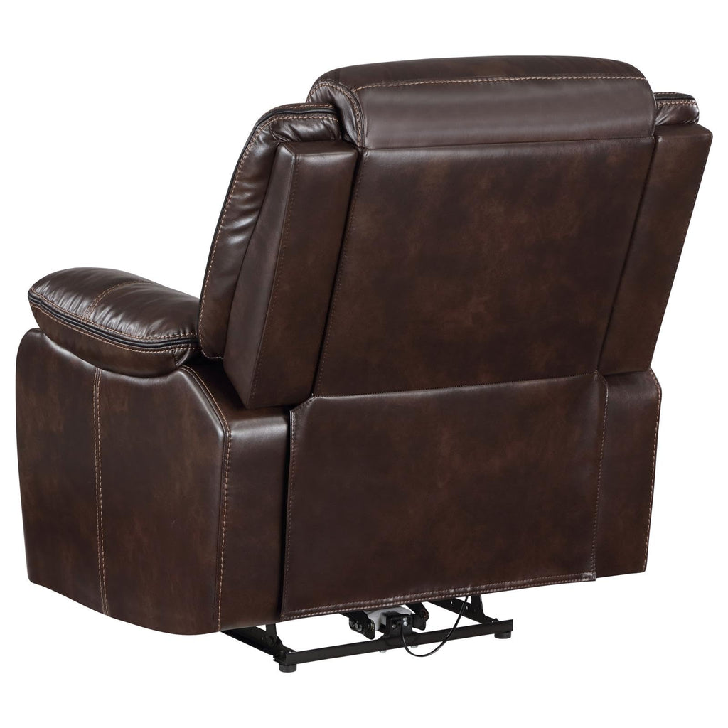 Coaster Sycamore Upholstered Power Recliner Chair Dark Brown