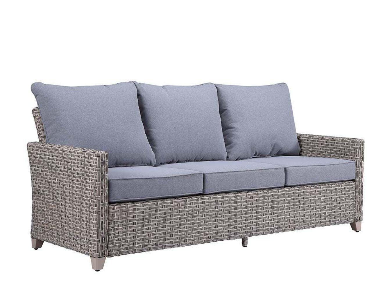 Acme Greeley 4PC Pack Patio Sofa Set in Gray Fabric & Gray Finish