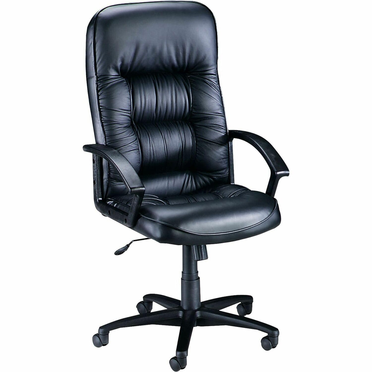 Lorell Tufted Leather Executive Black High-Back Chair