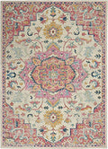 HomeRoots Ivory/Pink 100% Polypropylene 5’ x 7’ Ivory and Pink Medallion Area Rug