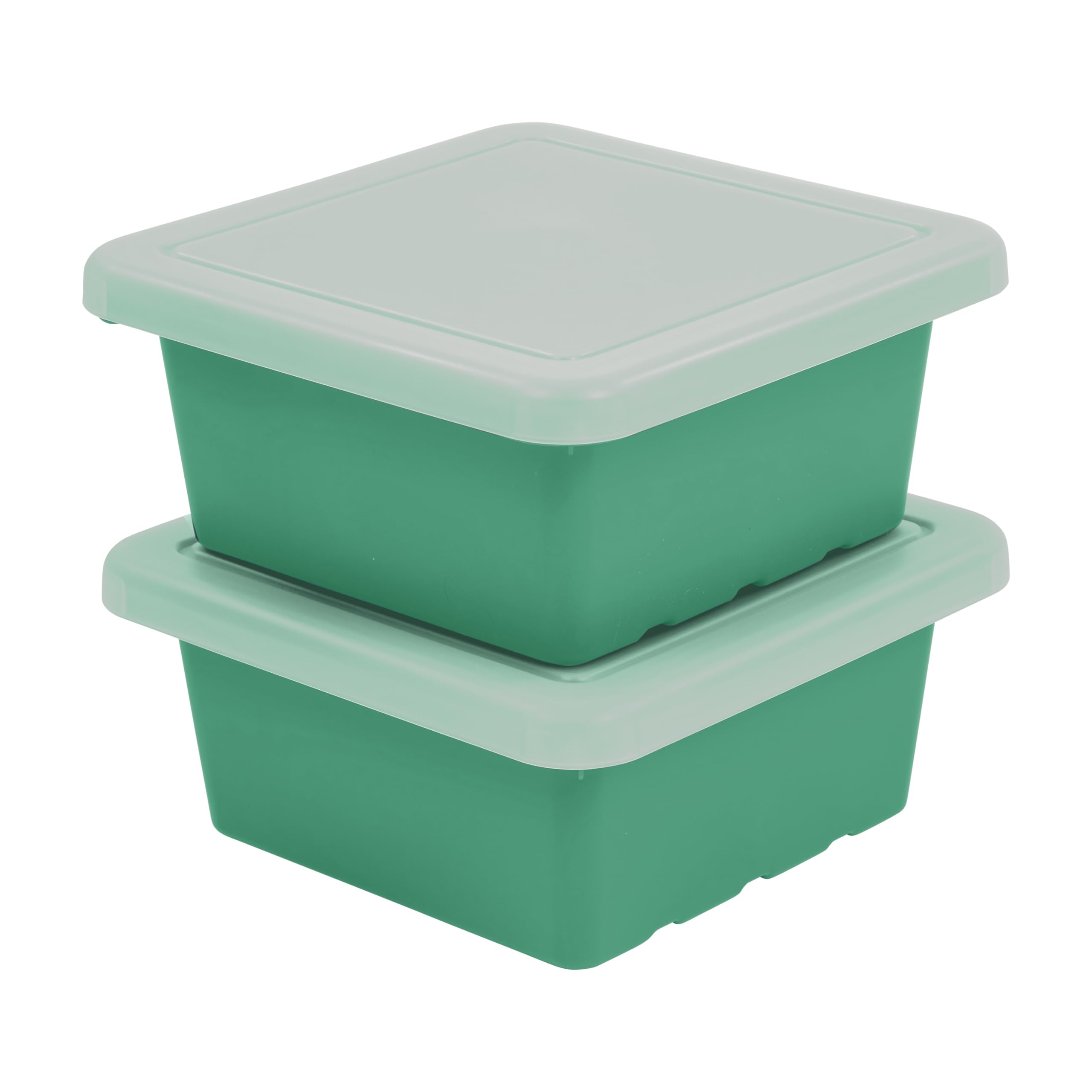 ECR4Kids Square Bin with Lid, Storage Containers, Emerald, 2-Pack