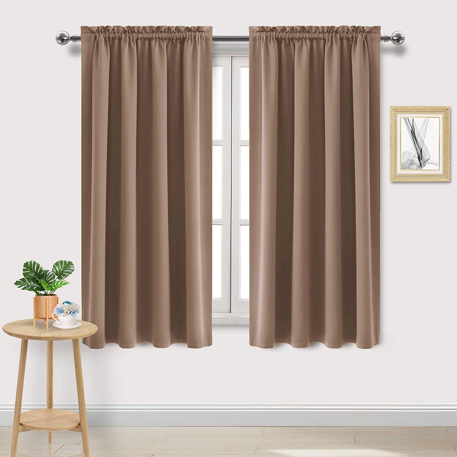 Dwcn Blackout Curtains Room Darkening Thermal Insulated Bedroom Curtains Window Curtain Panels, 52 X 63 Inches Long, Set Of 2 Kh