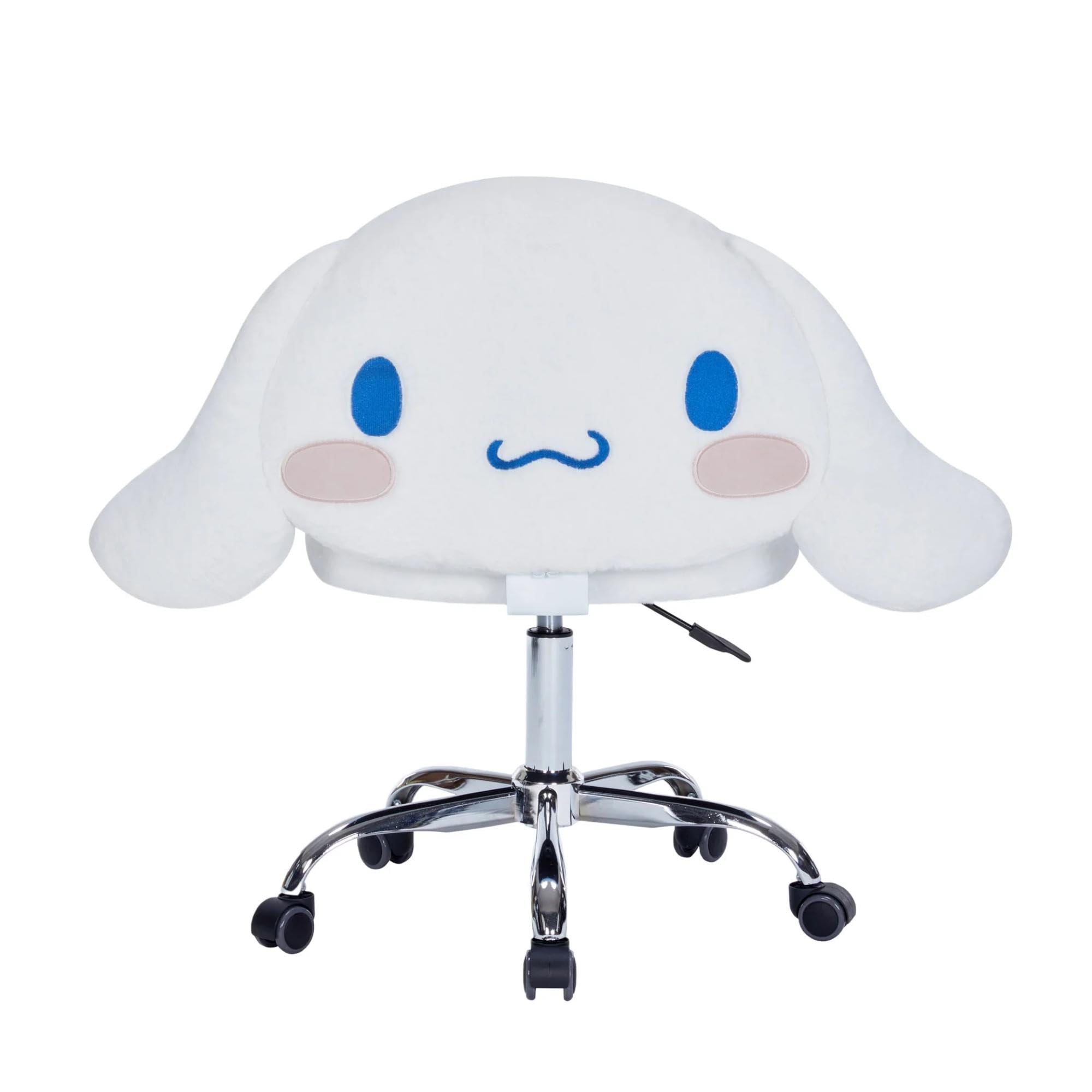 Impressions Vanity Cinnamoroll 360 Degree Swivel Vanity Chair for Bedroom, Armless Makeup Desk Chair with 5 Soft Rolling Wheels,