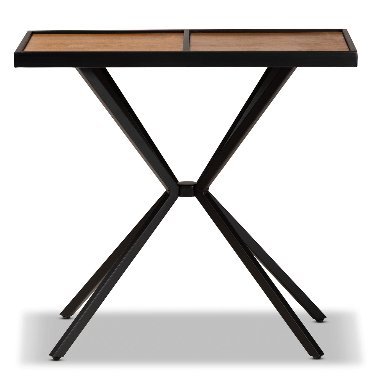 Baxton Studio Walnut Finished Wood And Black Finished Metal Console Table