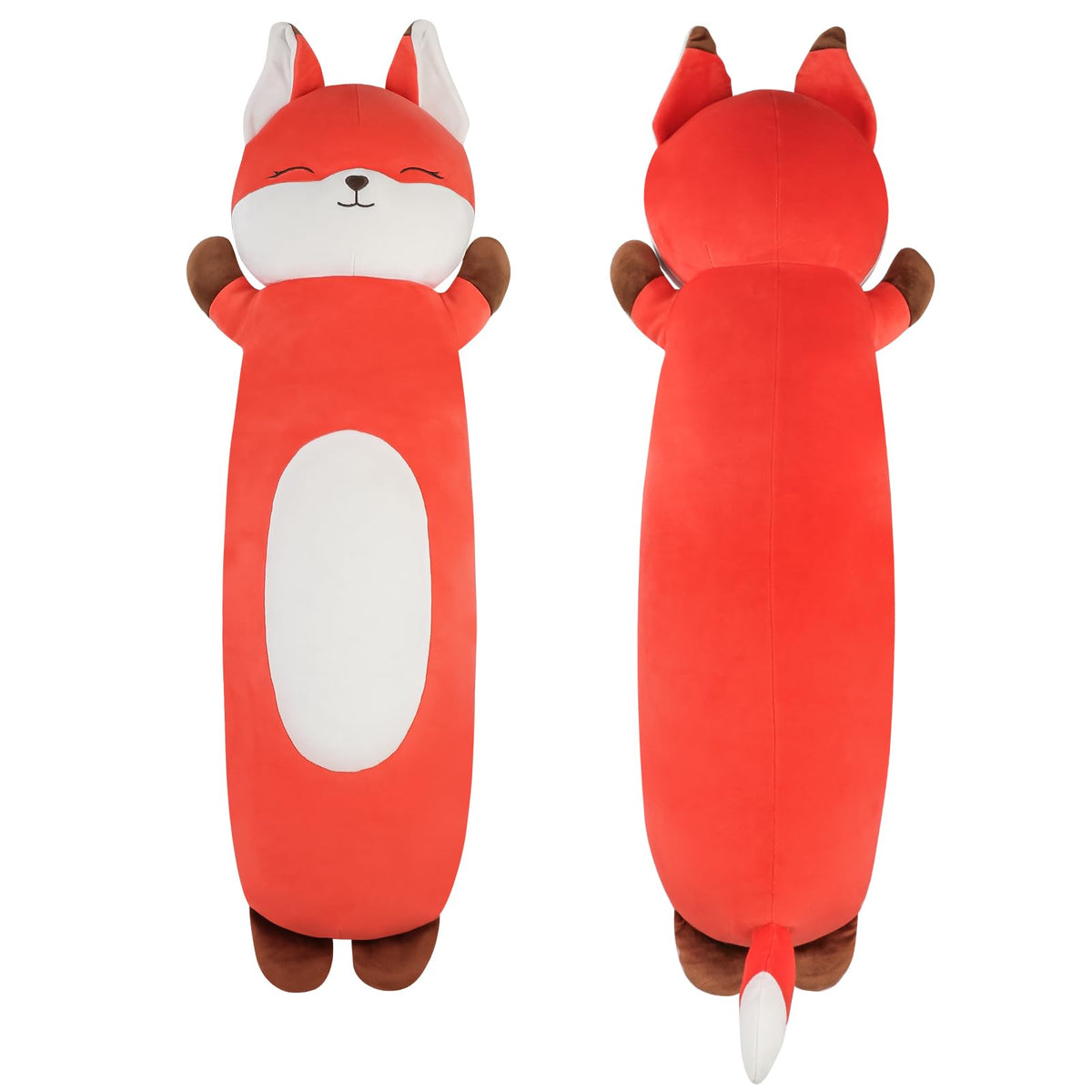 36 inch Orange Fox Stuffed Animal, Soft Long Pillow Doll, Giant Cute Fox Plush Body Pillow Plushies Toy Gift for Kids, Boys Birt