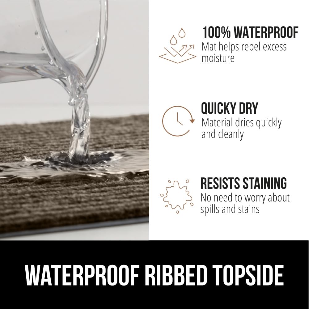 Gorilla Grip Waterproof Heavy Duty Traffic Guard Doormat, Stain And Fade Resistant, Durable Rubber, Low Profile Door Mat, Shoe Scraper, Welcome Mats For Entry, 47X35, Brown