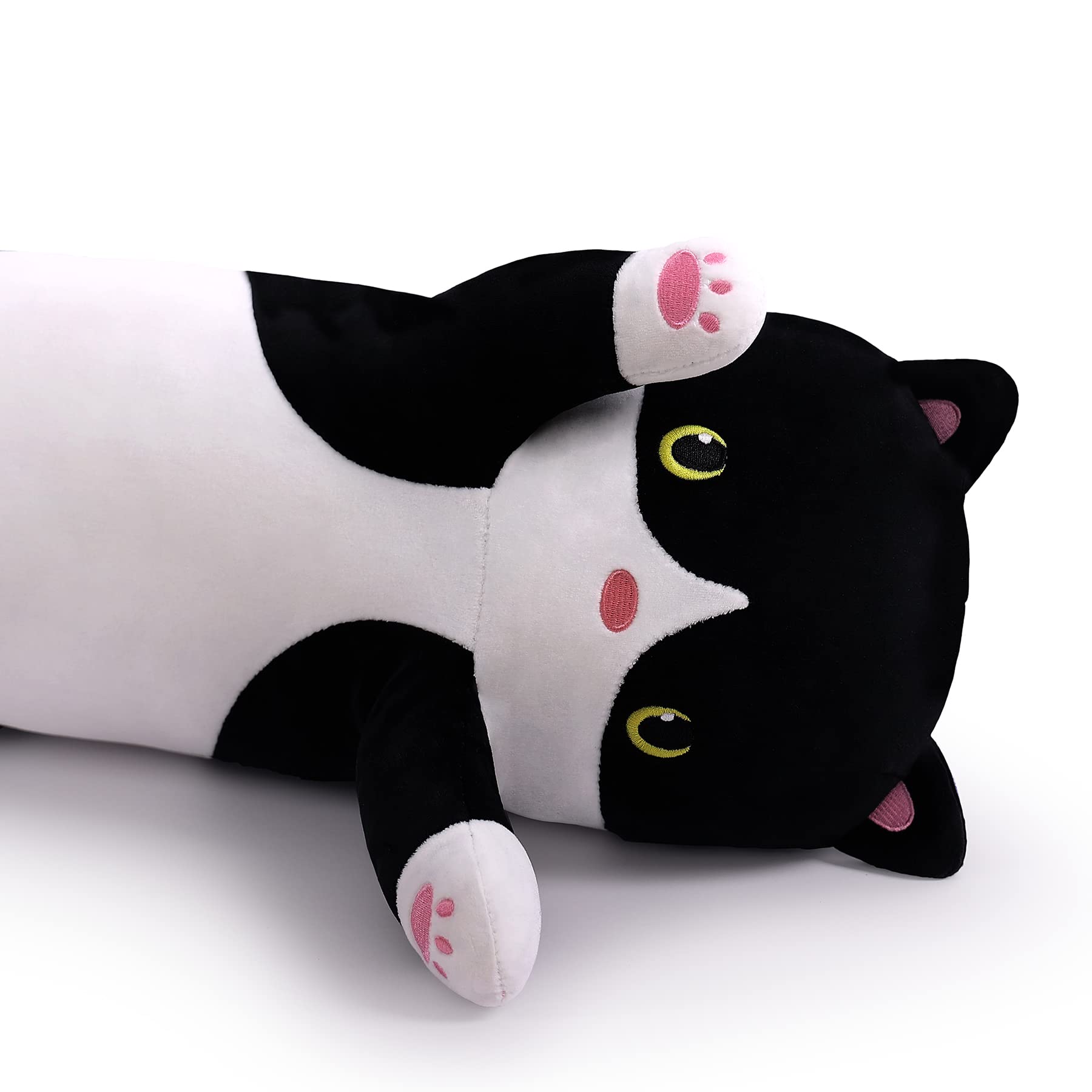 Miaohaha Long Plush Cat Toy Pillow Stuffed Animal Cat Kids Plush Toy Pillow For Kids And Girls Toy Doll(Black&White,70Cm/27.6In)