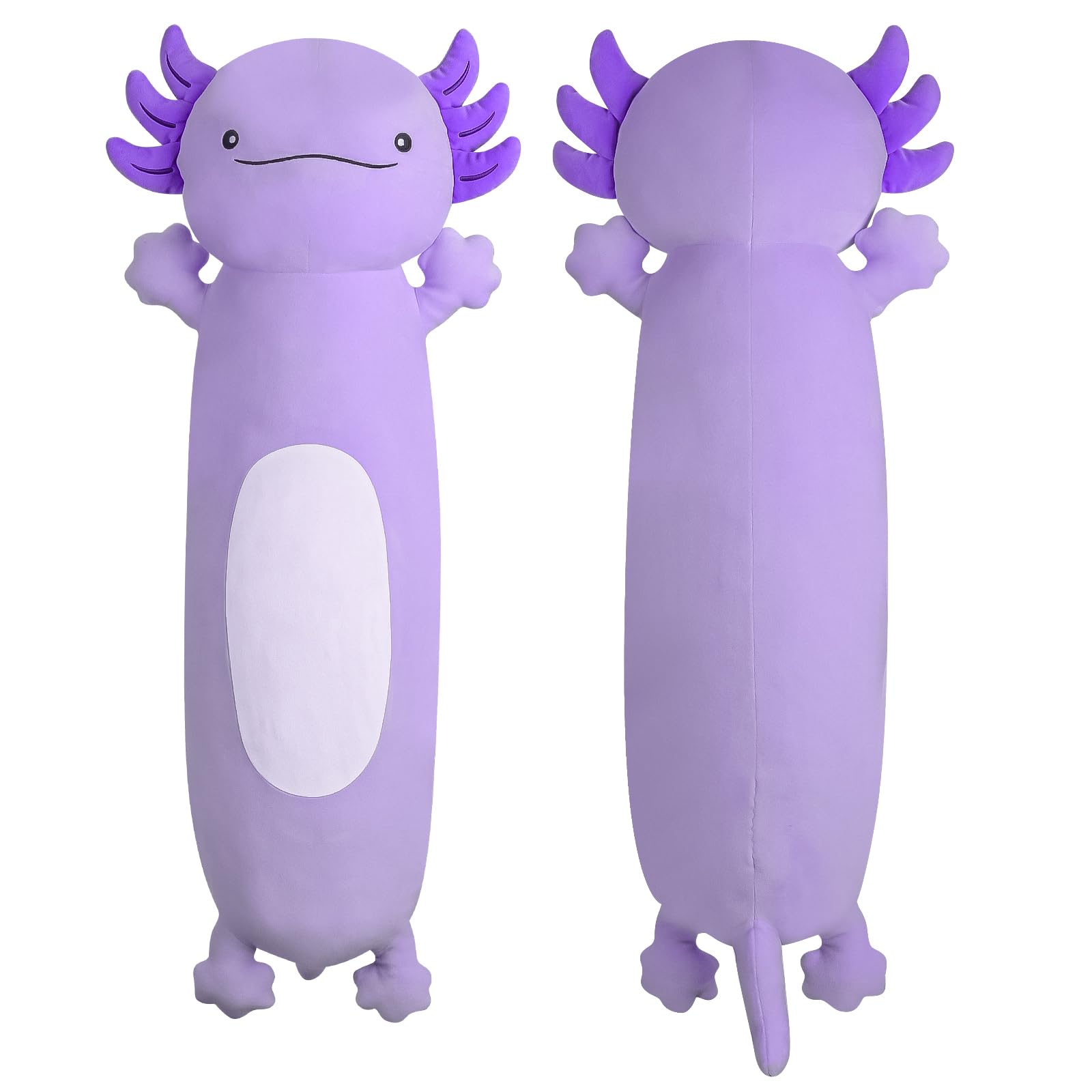 Dalmao 22 Inch Cute Giant Purple Axolotl Plush Soft Body Pillow, Large Squishy Plushies Axolotl Stuffed Animals Toy, Gifts For K