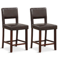 Giantex 24.5' Counter Height Bar Stools Set Of 2, Pvc Leather Barstools With Back, Rubber Wood Legs, Max Load 400 Lbs, Modern Upholstered Bar Dining Chairs For Kitchen Island Pub, Brown