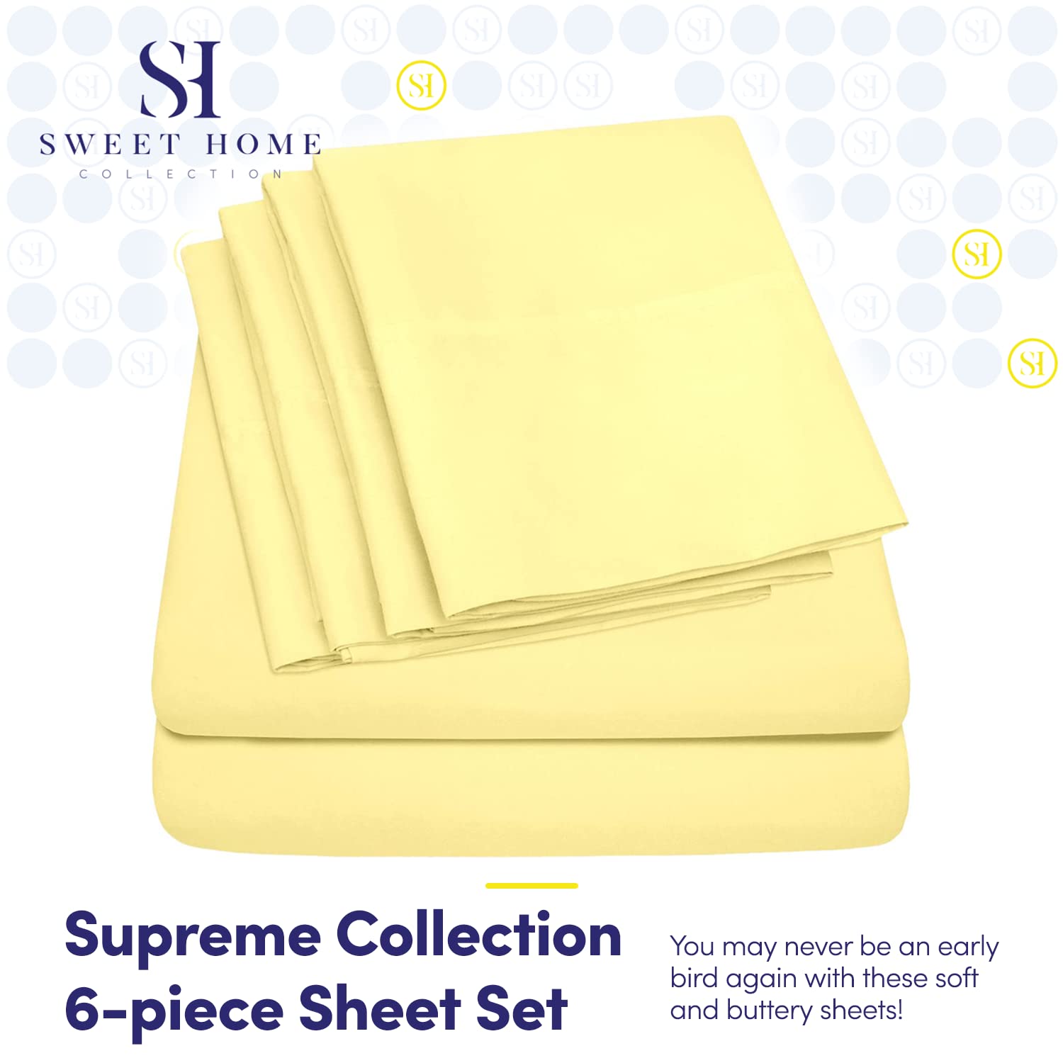 King Size Bed Sheets - 6 Piece 1500 Supreme Collection Fine Brushed Microfiber Deep Pocket King Sheet Set Bedding - 2 Extra Pillow Cases, Great Value, King, Pale Yellow