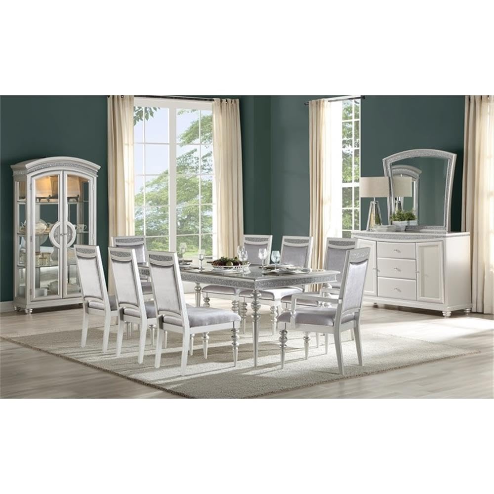 Acme Maverick Fabric Upholstered Side Chair in Platinum Gray Set of 2