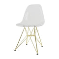 LeisureMod Cresco Modern Gold Eiffel Base Dining Side Chair in Clear