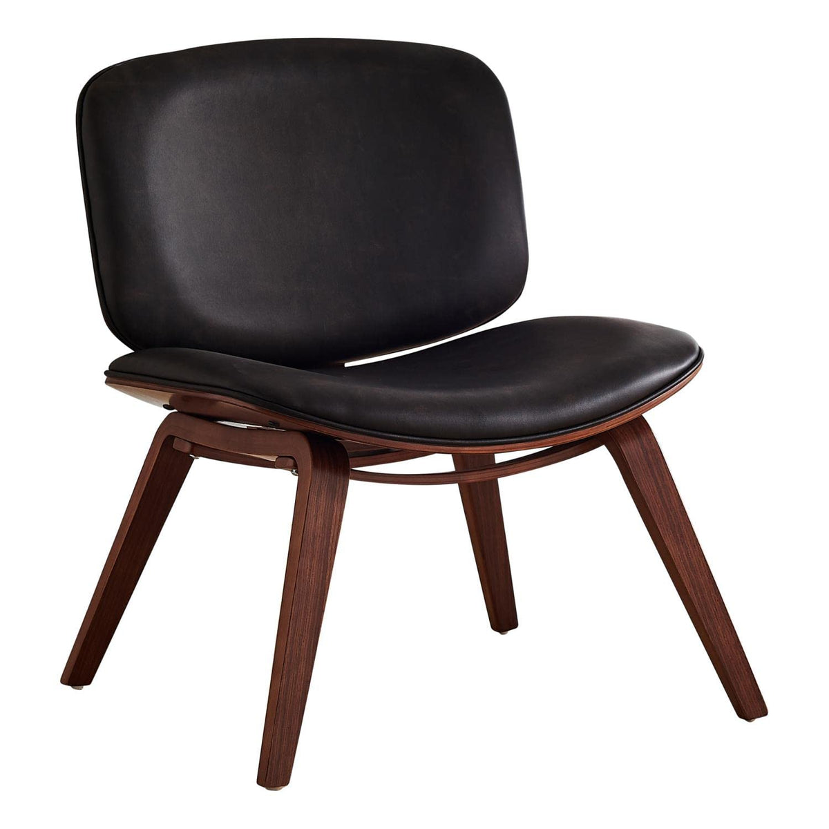 Monarch Specialties Bentwood Accent Office Leather Look Upholstered-Solid Wood Legs armless-Chair, Dark Brown/Walnut