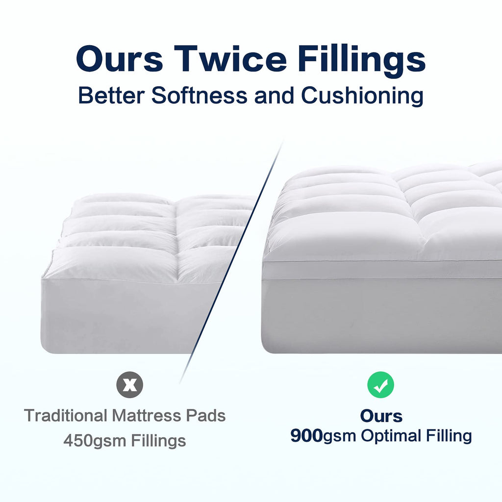 Sopat Mattress Topper Cal King Size Extra Thick Mattress Pad 8-21'' Deep Pocket Soft Down Alternative Fill Mattress Protector Pi