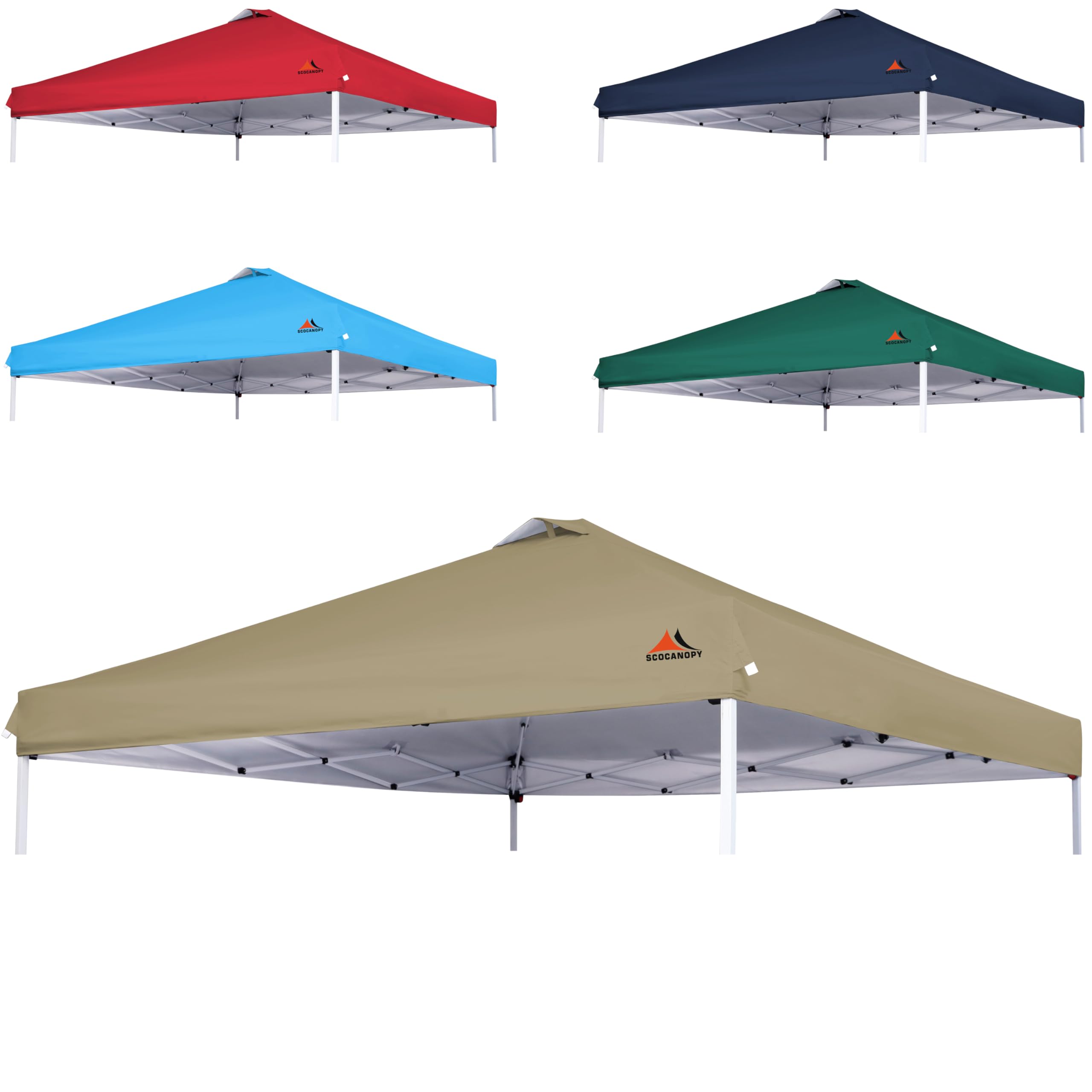 Scocanopy Replacement Top With Air Vent For 12X12 Canopy Frame, Canopy Cover Only, (Khaki)