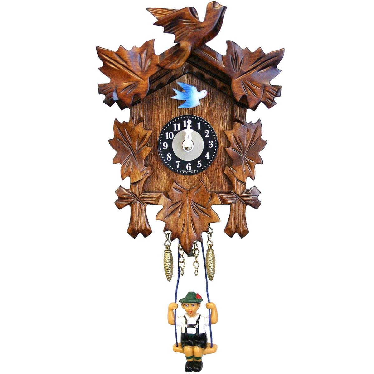 Alexander Taron 126Sq Engstler Battery-Operated Clock-Mini Size-6.75" H X 4.5" W X 2.75" D, Brown