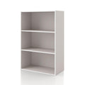 Homes: Inside + Out Apexa 3-Tier Cube Storage Organizer Shelves, Stackable Wood Bookcase Fits Cubby Bins For Organization, Dorm Teen Room Decor & Home Office, Taupe Grey