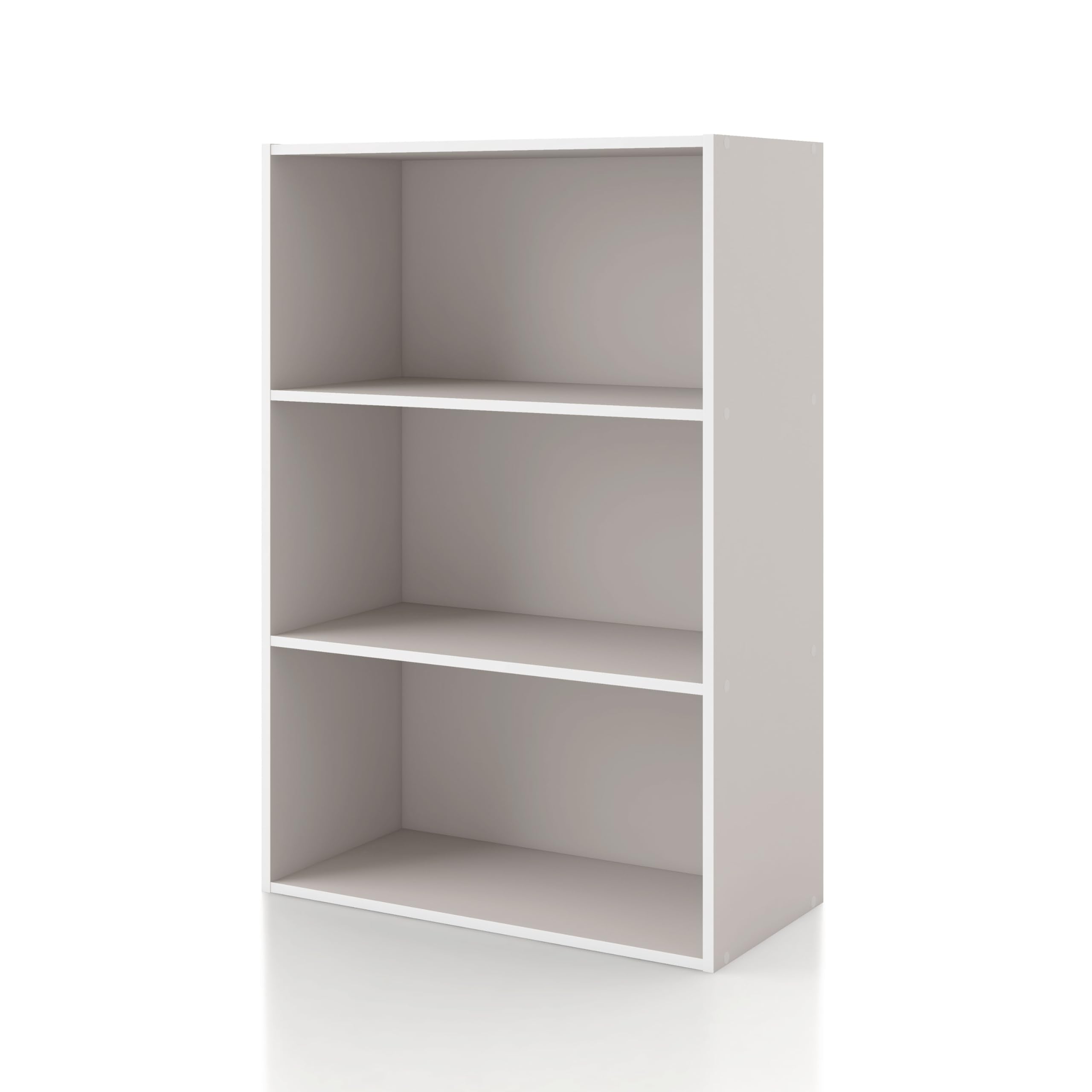 Homes: Inside + Out Apexa 3-Tier Cube Storage Organizer Shelves, Stackable Wood Bookcase Fits Cubby Bins For Organization, Dorm Teen Room Decor & Home Office, Taupe Grey