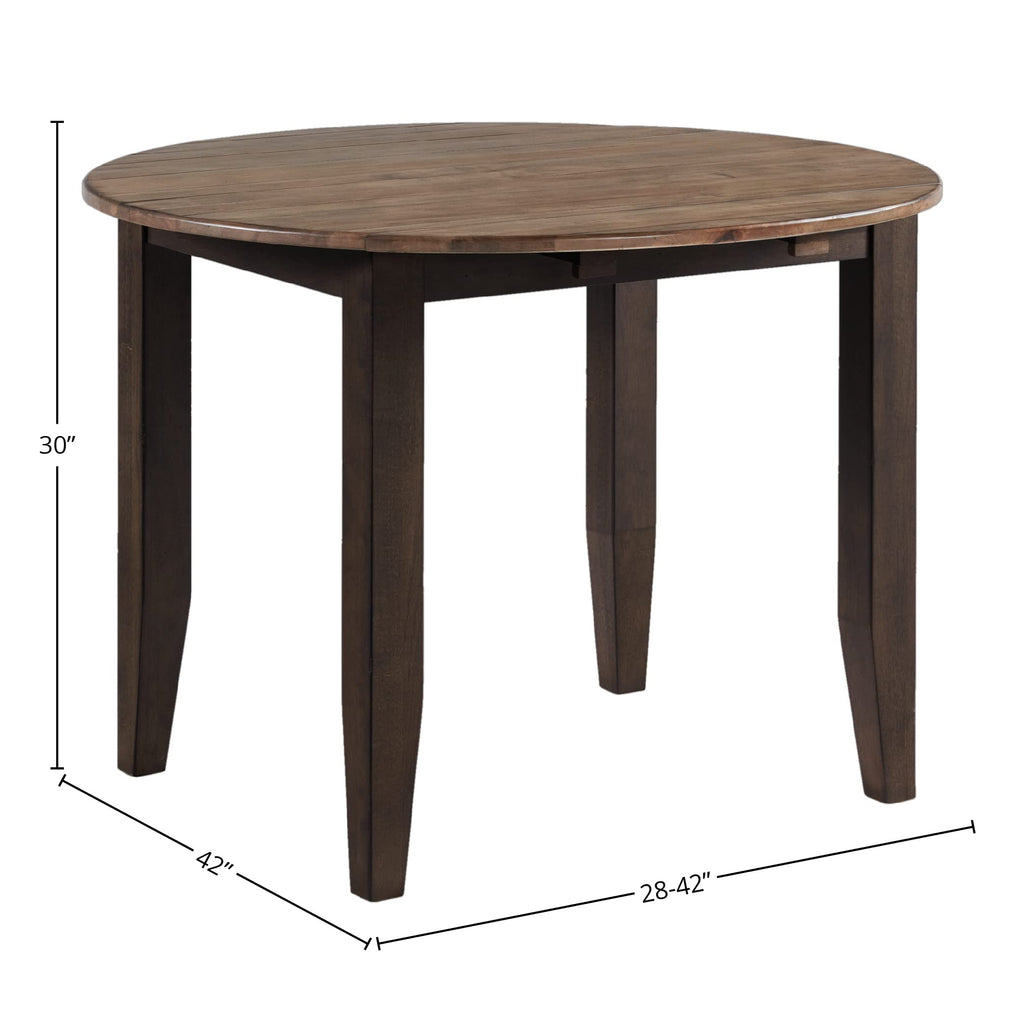 Carefree Home Furnishings Beacon 42" Wide Round Drop Leaf, Black & Walnut Dining Tables, Brown