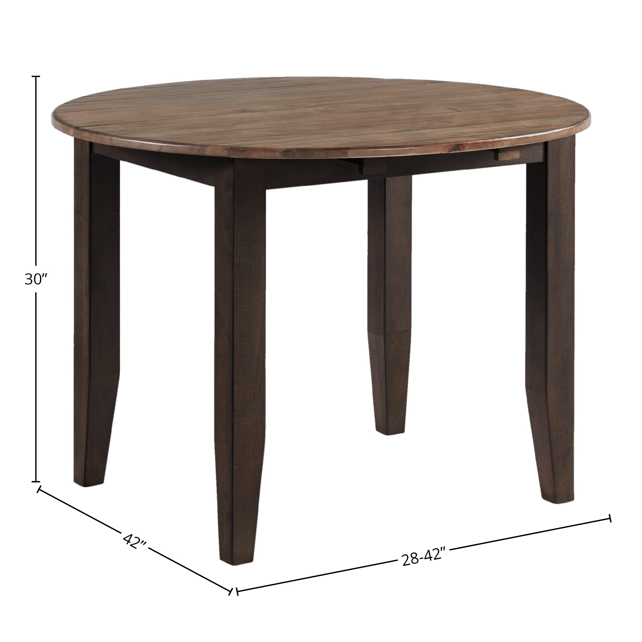 Carefree Home Furnishings Beacon 42" Wide Round Drop Leaf, Black & Walnut Dining Tables, Brown