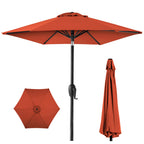 Best Choice Products 7.5Ft Heavy-Duty Round Outdoor Market Table Patio Umbrella W/Steel Pole, Push Button Tilt, Easy Crank Lift - Rust