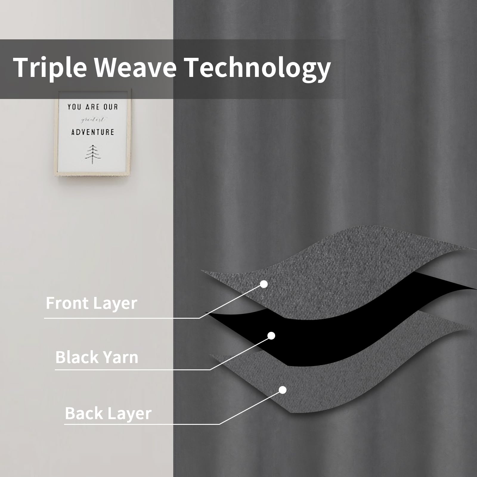 Easy-Going Blackout Curtains For Bedroom, Solid Thermal Insulated Grommet And Noise Reduction Window Drapes, Room Darkening Curtains For Living Room, 2 Panels (42X36 In, Grey)