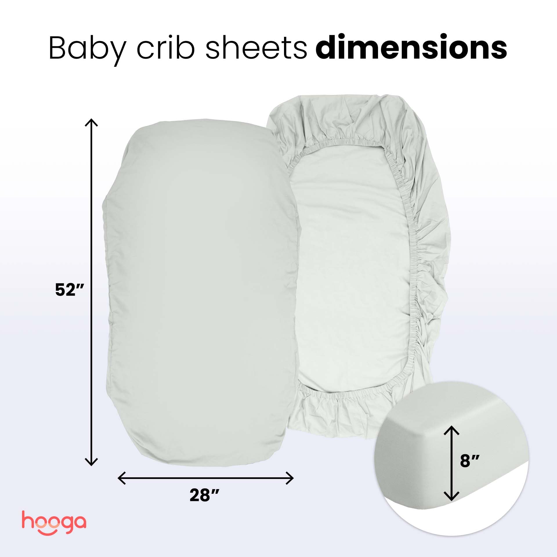Hooga Grounding Crib Sheet, Organic Fitted Grounded Sheet For Baby Crib, Earth Connected Bedding (52   X28   X8   ) Pure Silver