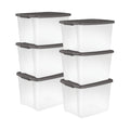 Sterilite 6-Pack ShelfTote, Clear Plastic Storage Bins with Lids, 50 Quart, Gray - Stackable Organizing Container Boxes for Clos