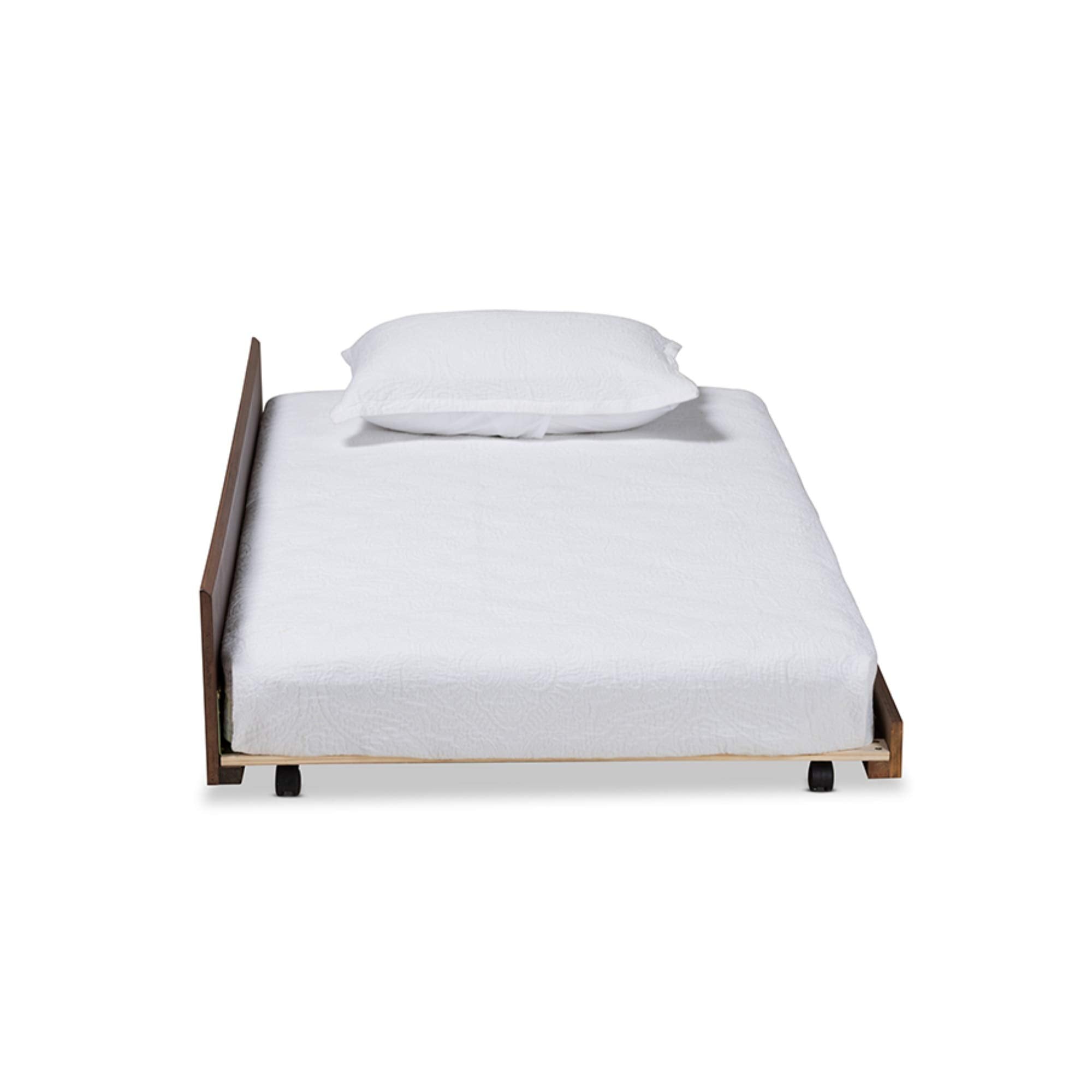 Baxton Studio Midori Modern and Contemporary Transitional Walnut Brown Finished Wood Twin Size Trundle Bed