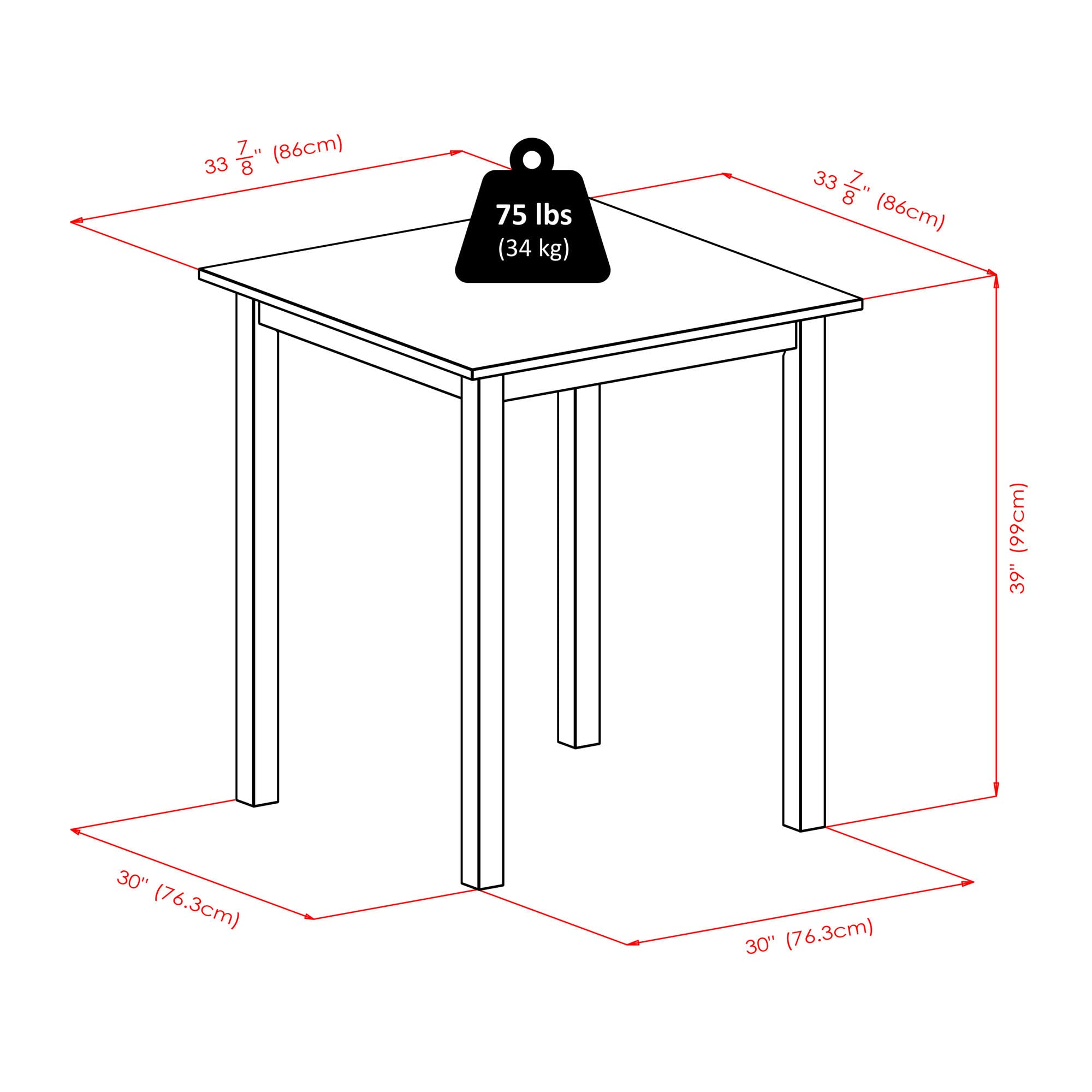 Parkland 3pc High Table with Ladder Back Stools by Winsome Wood