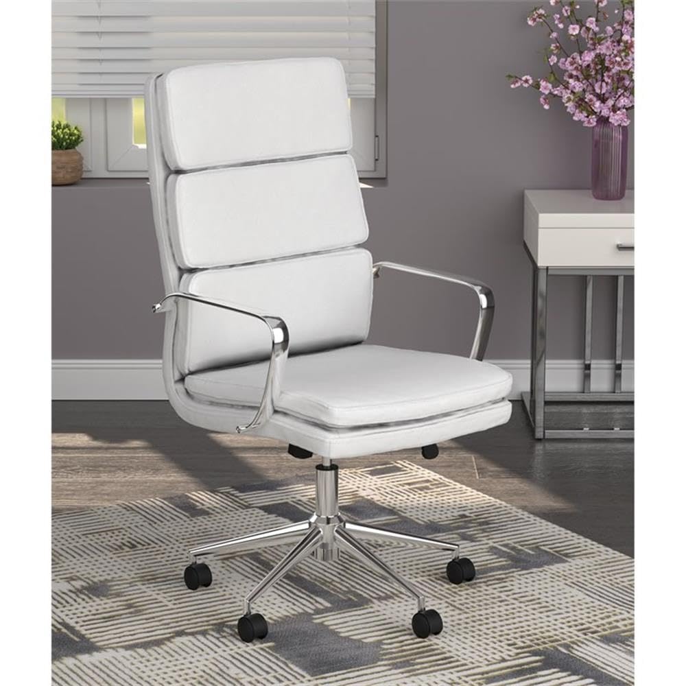 Coaster Furniture High Back Upholstered White and Chrome Office Chair 801746