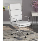 Coaster Furniture High Back Upholstered White and Chrome Office Chair 801746