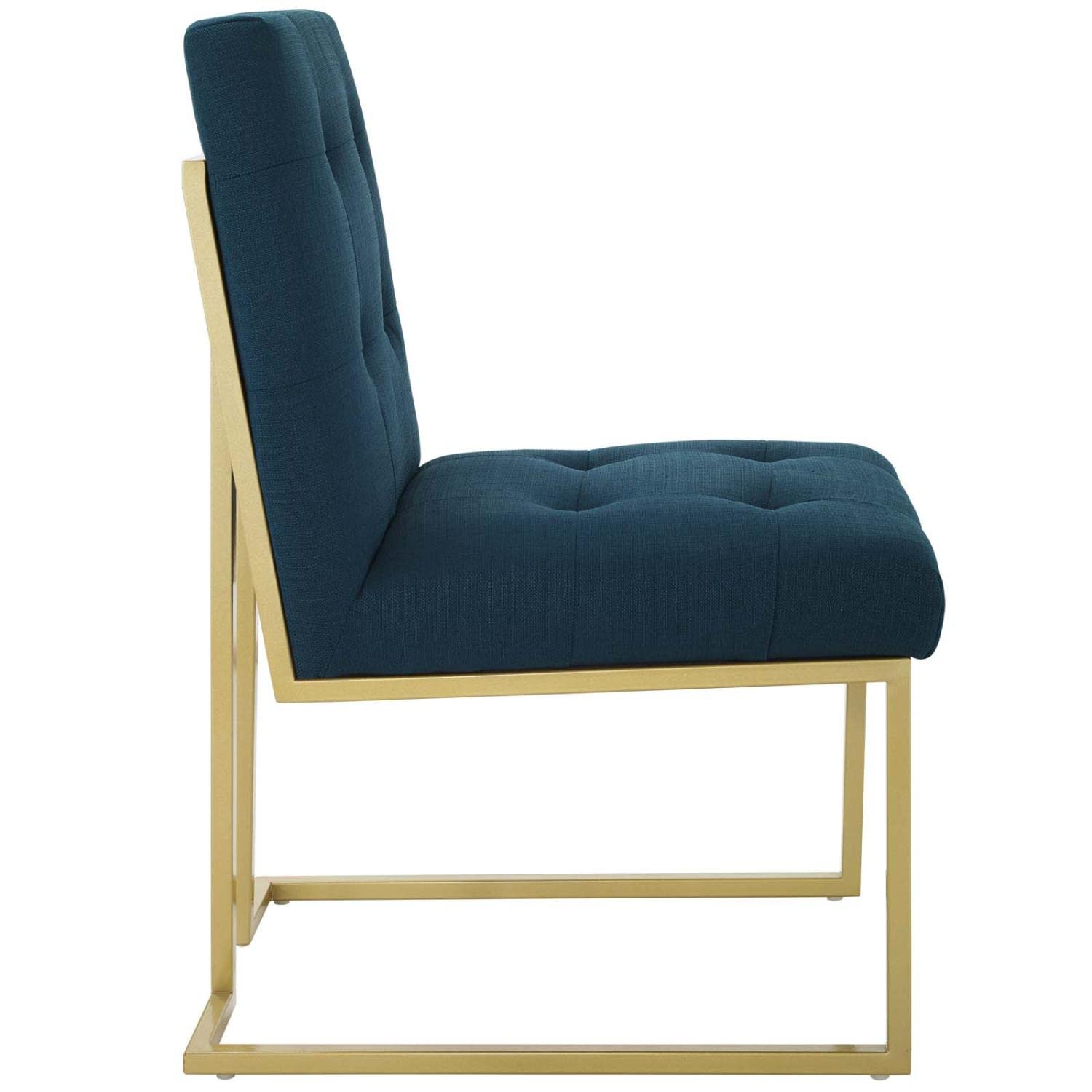 Modway Privy Upholstered Gold Stainless Steel Dining Chair In Gold Azure