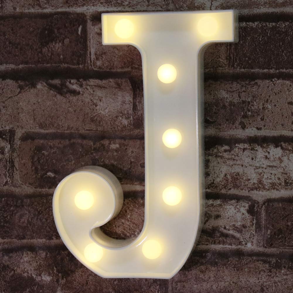 Pooqla LED Marquee Letter Lights Sign, Light Up Alphabet Letter for Home Party Wedding Decoration J