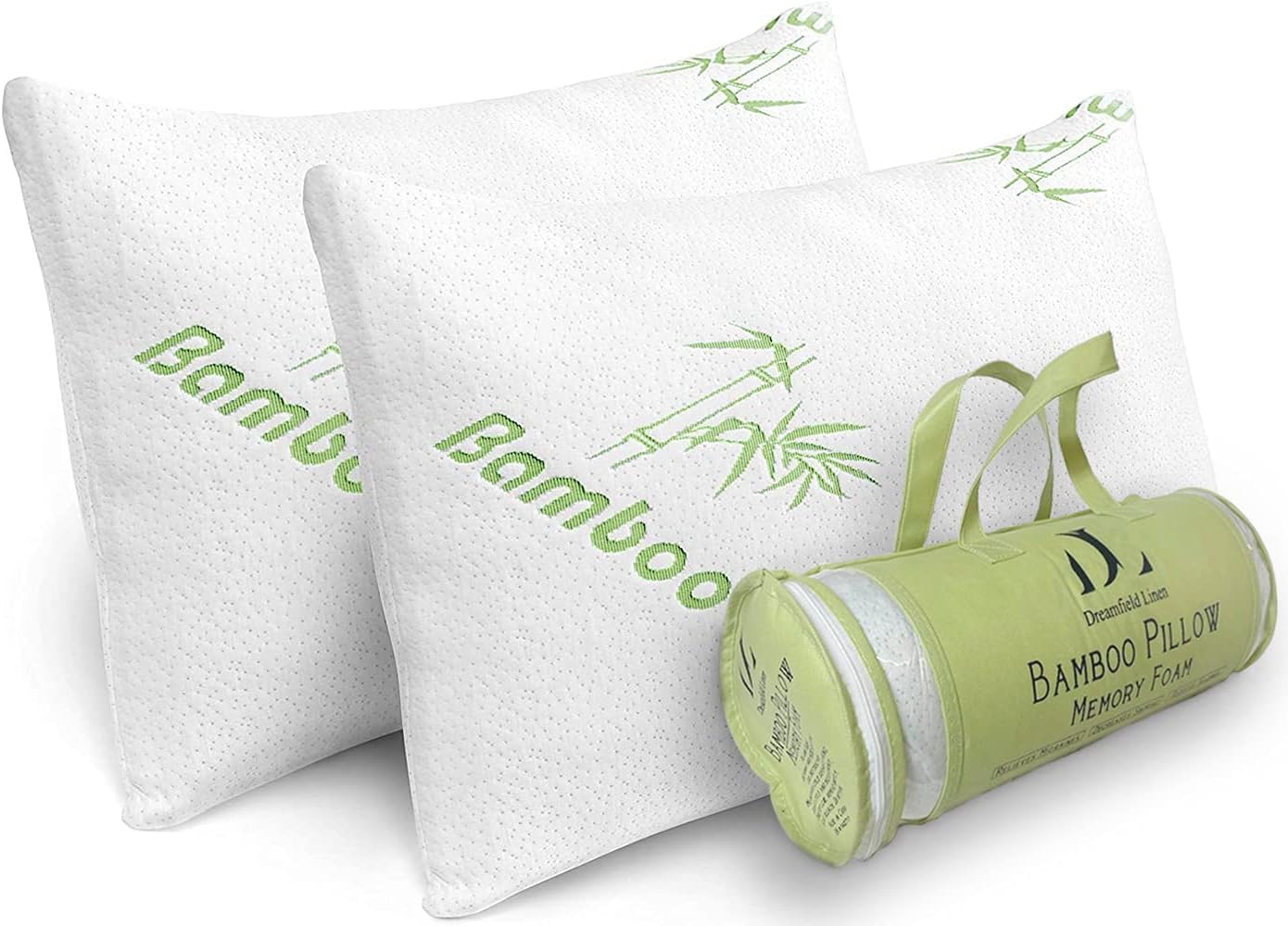 Memory Foam Bamboo Pillows King Size Set of 2 [Adjustable] for Sleeping - Cool & Breathable Cover with Zipper Rayon Derived from