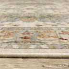 HomeRoots 509301 8 x 11 ft. Ivory Oriental Power Loom Stain Resistant Rectangle Area Rug with Fringe