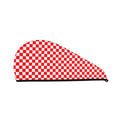 Mount Hour Red and White Checkered Hair Towel Wrap with Button, Coral Velvet Dry Hair Cap, for Women Girls 1 Piece