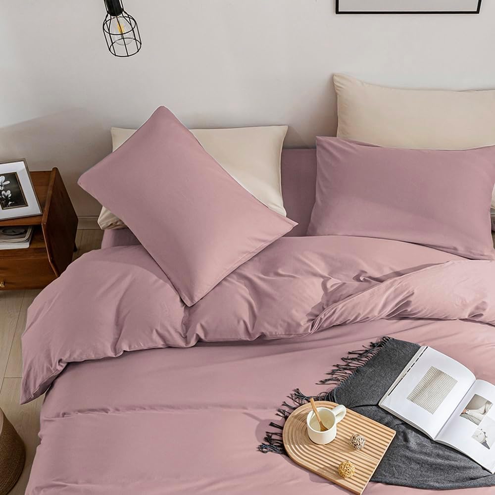 Jellymoni Cotton Duvet Cover California King - 100% Washed Cotton Linen Like Textured Comforter Cover, 3 Pieces Cozy Soft Beddin