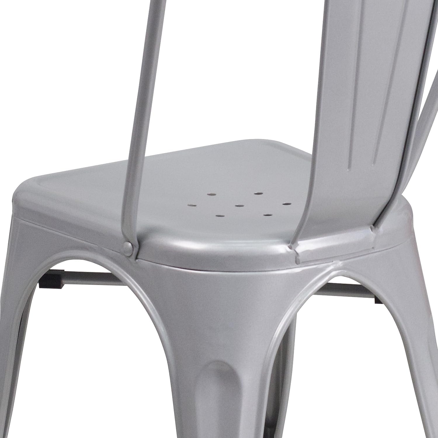 Commercial Grade 31.5 Square Silver Metal Indoor-Outdoor Table Set with 4 Stack Chairs