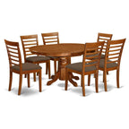 East West Furniture AVML7-SBR-C 7 Piece Kitchen Table & Chairs Set Consist of an Oval Dining Table with Butterfly Leaf and 6 Linen Fabric Dining Room Chairs, 42x60 Inch, Saddle Brown