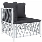 vidaXL 5-Piece Patio Lounge Set in White Steel with Cushions – Comfortable, Durable, and Modular Design for Personalized Outdoor Setting
