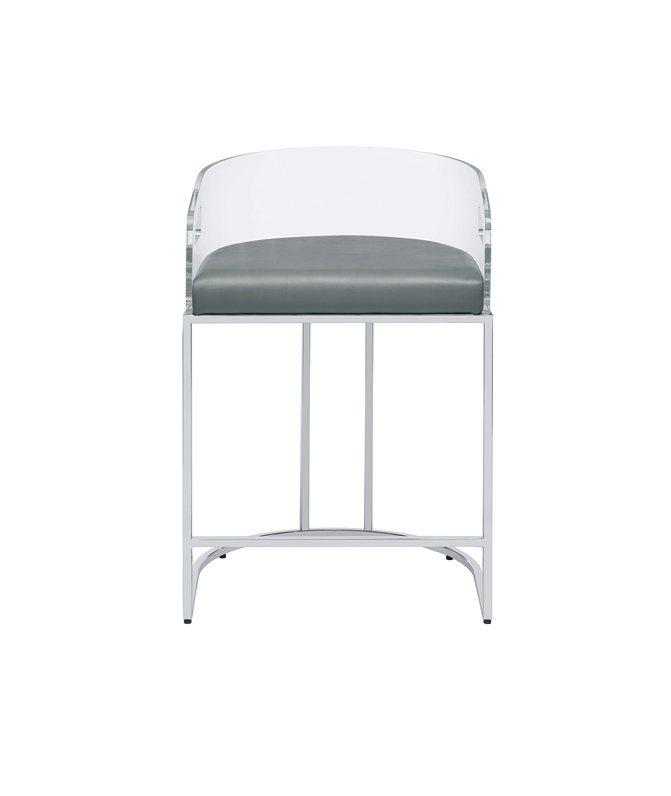 Coaster Home Furnishings Acrylic Back Counter Height Stools Grey and Chrome (Set of 2), 183405