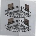 Pathavi WallMounted Corner Shower Shelf Rack  NoDrill Adhesive Bathroom Organizer Basket with Hooks, Rustproof Metal Storage