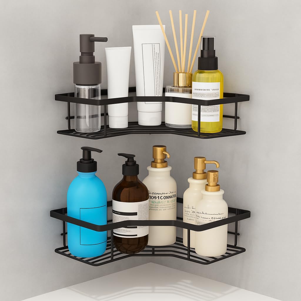 TORO GI Steel Self Adhesive Bathroom Shelf Rack/Bathroom Organizer Without Drill/Corner Shelf for Bathroom Wall/Kitchen Corner S